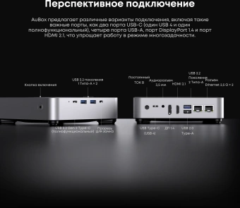 ПК Мини Chuwi AuBox Core i9 13900HK (2.6) 16Gb SSD512Gb Iris Xe Windows 11 Pro 2x2.5GbitEth WiFi BT 120W серебристый/черный - купить недорого с доставкой в интернет-магазине