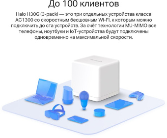 Бесшовный Mesh роутер Mercusys Halo H30G(2-pack) AC1300 10/100/1000BASE-TX белый (упак.:2шт) - купить недорого с доставкой в интернет-магазине