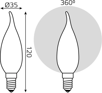 Лампа филам. Gauss Filament 5Вт цок.:E14 свеча 220B св.свеч.бел.теп. (упак.:10шт) (104201105) - купить недорого с доставкой в интернет-магазине