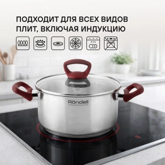 Кастрюля Rondell Heidi RDS-1114 4.8л. d=24см (с крышкой) стальной - купить недорого с доставкой в интернет-магазине