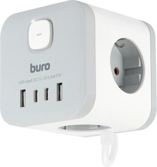 Сетевой удлинитель Buro BU-PC3.1UС-W 1.5м (3 розетки) белый (коробка) - купить недорого с доставкой в интернет-магазине