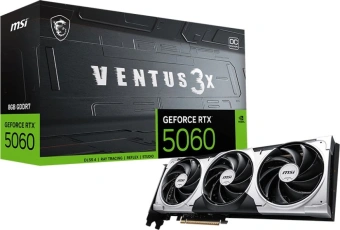 Видеокарта MSI PCI-E 5.0 RTX 5060 8G VENTUS 3X NVIDIA GeForce RTX 5060 8Gb 128bit GDDR7 2497/28000 HDMIx1 DPx3 HDCP Ret - купить недорого с доставкой в интернет-магазине