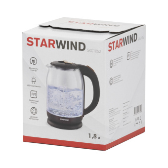 Чайник электрический Starwind SKG1052 1.8л. 1500Вт темно-коричневый/бронзовый (корпус: стекло) - купить недорого с доставкой в интернет-магазине