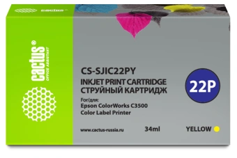 Картридж струйный Cactus CS-SJIC22PY C33S020604 желт.пигм. (34мл) для Epson ColorWorks C3500 с чипом - купить недорого с доставкой в интернет-магазине
