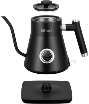 Чайник электрический Kitfort КТ-6760 0.8л. 1200Вт черный корпус: нерж.сталь/пластик - купить недорого с доставкой в интернет-магазине