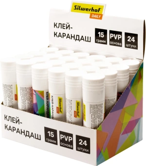 Клей-карандаш Silwerhof Daily 15гр ПВП дисплей картонный - купить недорого с доставкой в интернет-магазине