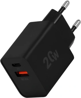 Сетевое зар./устр. Digma DGW2D 20W 3A+1A (PD+QC) USB-C/USB-A универсальное черный (DGW2D0F110BK) - купить недорого с доставкой в интернет-магазине