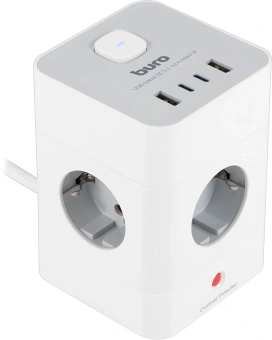 Сетевой удлинитель Buro BU-PTE4.1UC-W 1.5м (4 розетки) белый (пакет ПЭ) - купить недорого с доставкой в интернет-магазине