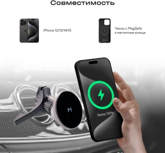 Держатель Magssory KIT002 магнитный беспров.з/у. серый для смартфонов - купить недорого с доставкой в интернет-магазине