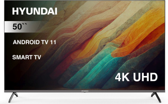 Телевизор LED Hyundai 50" H-LED50BU7006 Android TV Frameless Metal черный 4K Ultra HD 60Hz DVB-T2 DVB-C DVB-S DVB-S2 USB WiFi Smart TV - купить недорого с доставкой в интернет-магазине