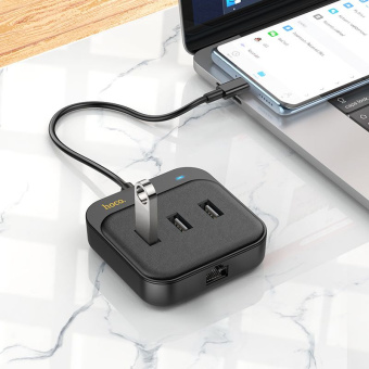 Разветвитель USB-C Hoco HB35 4порт. черный - купить недорого с доставкой в интернет-магазине