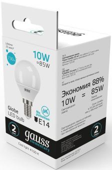 Лампа светодиодная Gauss Elementary 10Вт цок.:E14 шар 220B 4100K св.свеч.бел.ней. (упак.:10шт) (53120) - купить недорого с доставкой в интернет-магазине