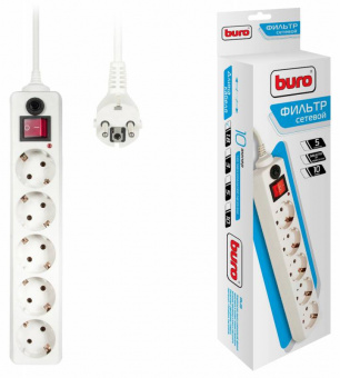 Сетевой фильтр Buro 500SH-1.8-W 1.8м (5 розеток) белый (коробка) - купить недорого с доставкой в интернет-магазине