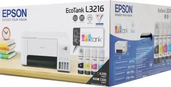 МФУ струйный Epson L3216 (C11C68518/CJ68518/CJ68502) A4 белый - купить недорого с доставкой в интернет-магазине