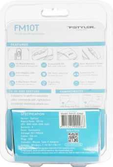 Мышь A4Tech Fstyler FM10T серый/черный оптическая 1600dpi USB для ноутбука 3but (FM10T GREY) - купить недорого с доставкой в интернет-магазине