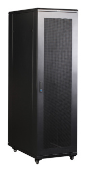 Шкаф серверный Lanmaster (TWT-CBB-42U-8X10-G1) напольный 42U 800x1000мм пер.дв.стекл задн.дв.двуст. 2 бок.пан. 800кг черный IP20 - купить недорого с доставкой в интернет-магазине