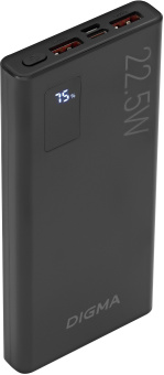Мобильный аккумулятор Digma DGPF10A 10000mAh QC3.0/PD3.0 22.5W 3A 2xUSB-A/USB-C черный (DGPF10A22PBK) - купить недорого с доставкой в интернет-магазине
