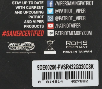 Память DDR4 2x16GB 3200MHz Patriot PVSR432G320C8K Viper Steel RGB RTL Gaming PC4-25600 CL18 DIMM 288-pin 1.35В dual rank с радиатором Ret - купить недорого с доставкой в интернет-магазине