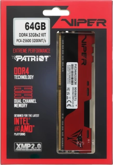 Память DDR4 2x32Gb 3200MHz Patriot PVE2464G320C8K Viper Elite II RTL Gaming PC4-25600 CL18 DIMM 288-pin 1.35В kit с радиатором Ret - купить недорого с доставкой в интернет-магазине