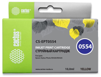 Картридж струйный Cactus CS-EPT0554 T0554 желтый (16мл) для Epson Stylus RX520/Stylus Photo R240 с чипом - купить недорого с доставкой в интернет-магазине