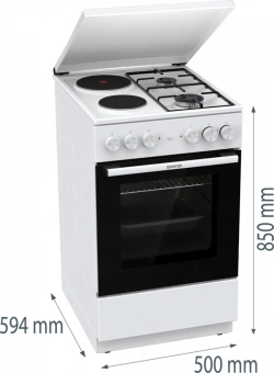 Плита Комбинированная Gorenje GK5A12WG белый (металлическая крышка) реш.сталь - купить недорого с доставкой в интернет-магазине