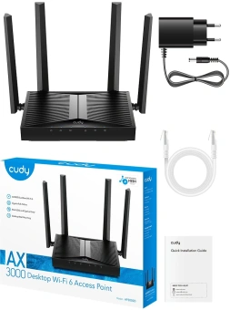 Точка доступа Cudy AP3000D AX3000 10/100/1000BASE-T черный - купить недорого с доставкой в интернет-магазине
