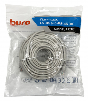 Патч-корд Buro UTP 4 пары cat5E CCA molded 30м серый RJ-45 (m)-RJ-45 (m) - купить недорого с доставкой в интернет-магазине