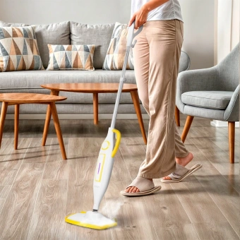 Швабра паровая Kitfort КТ-1097 1250Вт белый/желтый - купить недорого с доставкой в интернет-магазине