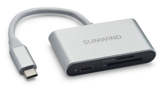 Устройство чтения карт памяти USB Type-C SunWind SW-CR051-S серебристый - купить недорого с доставкой в интернет-магазине