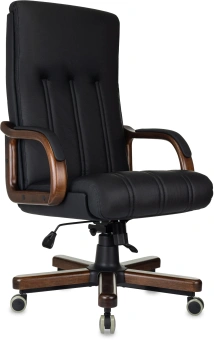 Кресло руководителя Бюрократ T-9932Walnut черный кожа крестов. металл/дерево - купить недорого с доставкой в интернет-магазине