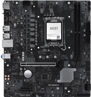 Материнская плата MSI PRO B860M-E Soc-1851 Intel B860 2xDDR5 mATX AC`97 8ch(7.1) 5Gigabit RAID+HDMI+DP - купить недорого с доставкой в интернет-магазине
