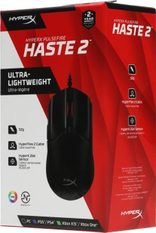 Мышь HyperX Pulsefire Haste 2 черный оптическая 26000dpi USB 5but (6N0A7AA) - купить недорого с доставкой в интернет-магазине