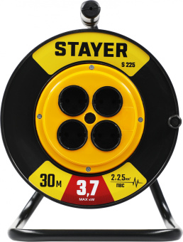 Удлинитель силовой Stayer 55070-30 2x2.5кв.мм 4розет. 30м ПВС 10A катушка желтый - купить недорого с доставкой в интернет-магазине
