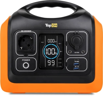 Электростанция портативная TopON TOP-X600 186000mAh 10A QC3.0/PD3.0 3xUSB черный/оранжевый (103257) - купить недорого с доставкой в интернет-магазине