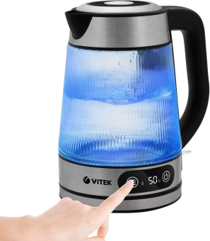 Чайник электрический Vitek VT-8825 1.8л. 2200Вт прозрачный корпус: стекло - купить недорого с доставкой в интернет-магазине