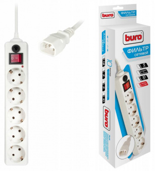 Сетевой фильтр Buro 500SH-1.8-UPS-W 1.8м (5 розеток) белый (коробка) - купить недорого с доставкой в интернет-магазине