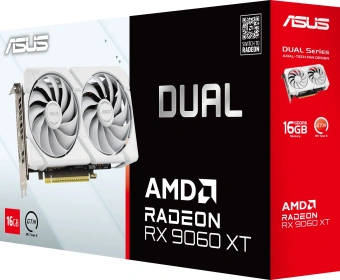 Видеокарта Asus PCI-E 5.0 DUAL-RX9060XT-16G-WHITE AMD Radeon RX 9060XT 16Gb 128bit GDDR6 2550/20000 HDMIx1 DPx2 HDCP Ret - купить недорого с доставкой в интернет-магазине