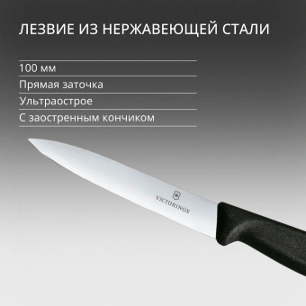 Нож кухонный Victorinox Swiss Classic (6.7703) стальной для чистки овощей и фруктов лезв.100мм прямая заточка черный - купить недорого с доставкой в интернет-магазине
