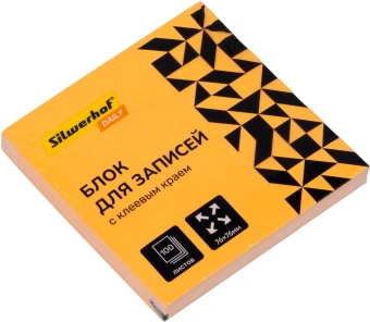 Блок самоклеящийся бумажный Silwerhof Daily 76x76мм 100лист. 75г/м2 неон оранжевый - купить недорого с доставкой в интернет-магазине