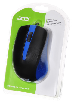 Мышь Acer OMW011 черный/синий оптическая (1200dpi) USB (3but) - купить недорого с доставкой в интернет-магазине