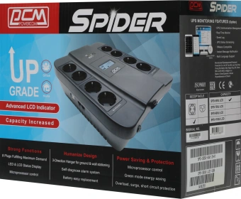 Источник бесперебойного питания Powercom Spider SPD-550U LCD USB 330Вт 550ВА черный - купить недорого с доставкой в интернет-магазине