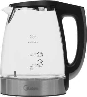 Чайник электрический Midea MK-8019 1.7л. 2200Вт серебристый/черный корпус: стекло - купить недорого с доставкой в интернет-магазине