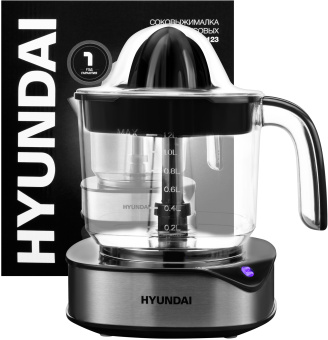 Соковыжималка цитрусовая Hyundai HY-JC4123 30Вт рез.сок.:1200мл. черный/нержавеющая сталь - купить недорого с доставкой в интернет-магазине