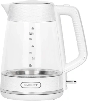 Чайник электрический Scarlett SC-EK27G104 1.7л. 2200Вт белый корпус: стекло/пластик - купить недорого с доставкой в интернет-магазине