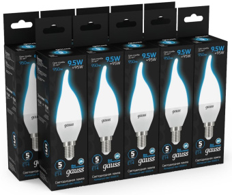 Лампа светодиодная Gauss 104101310 9.5Вт цок.:E14 свеча 220B 6500K св.свеч.бел.хол. (упак.:10шт) - купить недорого с доставкой в интернет-магазине