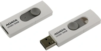 Флеш Диск A-Data 64GB UV220 AUV220-64G-RWHGY USB2.0 белый/серый - купить недорого с доставкой в интернет-магазине