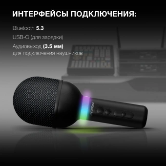 Микрофон беспроводной Hyundai H-MIC101 черный - купить недорого с доставкой в интернет-магазине