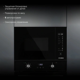 Микроволновая печь Hyundai HBW 2560 BG 25л. 900Вт черный (встраиваемая) - купить недорого с доставкой в интернет-магазине
