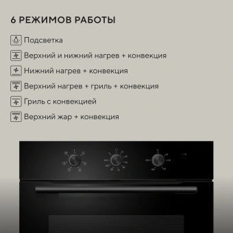 Духовой шкаф Электрический Hyundai HEO 66512 BG черный - купить недорого с доставкой в интернет-магазине