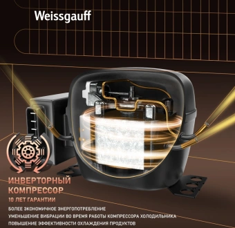 Холодильник Weissgauff WRK 2000 Total NoFrost Inverter 2-хкамерн. черный инвертер - купить недорого с доставкой в интернет-магазине